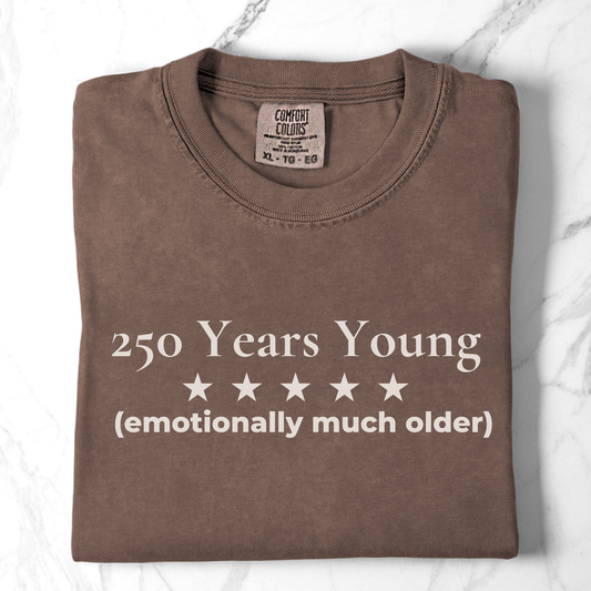 250 Years Young Emotionally Much Older Semiquincentennial Shirt Democrat Humor Comfort Colors Tee Gift for Democrats